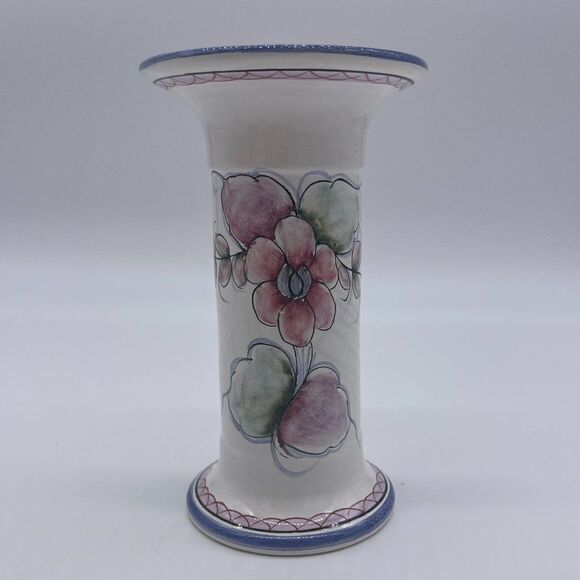 Ceramic Trumpet Vase Hand Painted Hand Made in Por - Picture 1 of 9